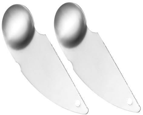 CIYODO Cortadores y Peladores De Kiwi De Acero Inoxidable 304, Cuchara Para Excavar Pulpa, 2 Piezas Portátiles Para Frutas, Uso Doméstico y Profesional