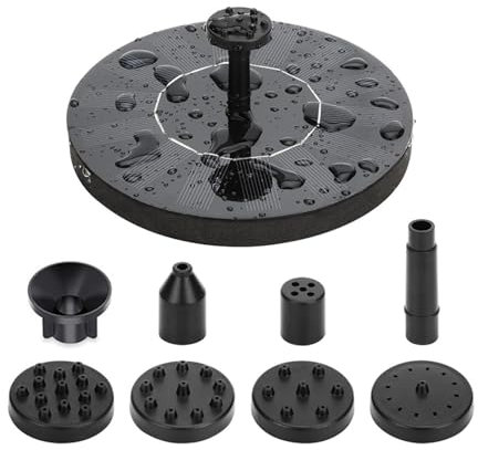 Fontana solare per esterni - pompa per fontana solare, fontana a vasca per uccelli | fontana solare per esterni, pompa per fontana a energia solare, 6 getti d'acqua, ugelli regolabili, funzione di