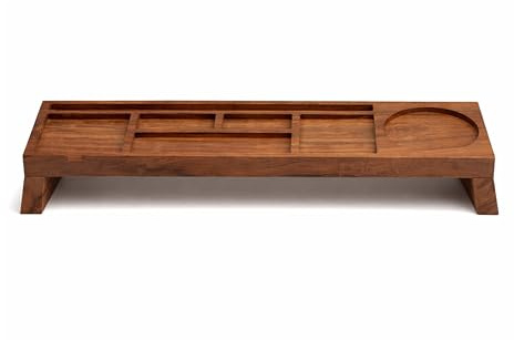 Hazelton Oaks Acacia Wooden Desk Organiser | Office Setup | Table Accessories | Desk Storage | Pen Holder | Wood Home Office Accessories Keep your Desk Clear