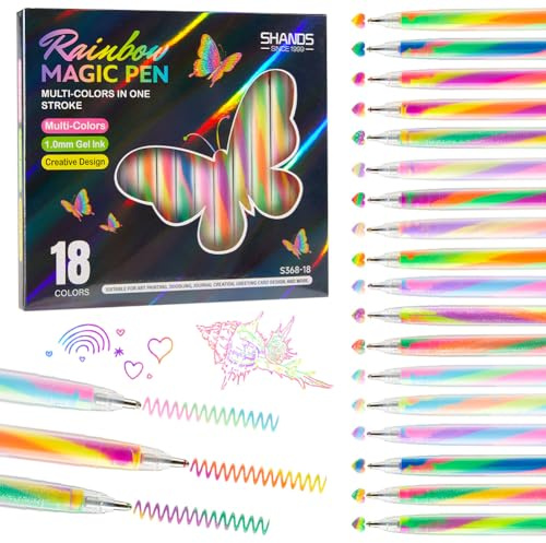 18 Piezas Rotuladores de Gel Mágicos que Cambian de Color, Barril Transparente Giratorio, Tinta en Degradado Neón Pastel con Purpurina y Glitter Arcoíris, para Álbum de Recortes, Tomar Notas, Diario,