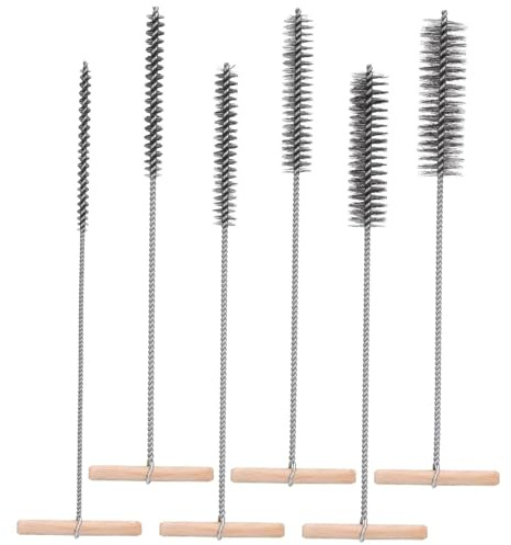 6 stycken borrhålsborstar i rostfritt stål, 8 mm/12 mm/16 mm/20 mm/25 mm/30 mm hålborste rörborste trådborste rund rengöringsborste trådborste för effektiv rengöring av borrhål