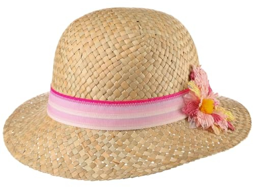 Lipodo Sandra Flicka Stråhatt Barn - Made in Italy barnhatt strandhatt solhatt med grosgrain band Sommar Vår-sommar - 53 cm natur