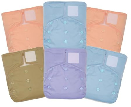 KaWaii Baby One Size Heavy Duty HD2 Cloth Diaper Shells, Reusable, Washable, Leakproof for Babies 8-36 lbs - Pack of 6