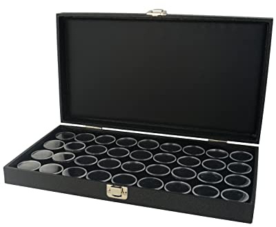 Lådan visar fast lock ädelsten display fodral med val av skumädelsten grytunderlägg – smyckepresentationsfodral (fodral med svart 36 ädelstenar)