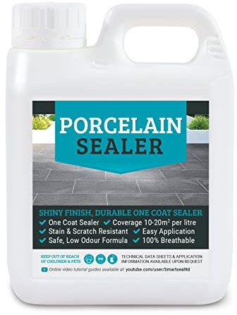 SmartSeal Porcelain Tile Sealer - Breathable, Ultra-Durable Protective Coating for Internal and External Porcelain Tiles and Ceramic Tiles. Used on Patios, Walls and Floors (1 Litre).