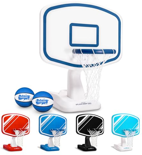 GoSports Splash Hoop Swimming Pool Basketball Game, Includes Poolside Water Basketball Hoop, 2 Balls and Pump – Choose Your Style