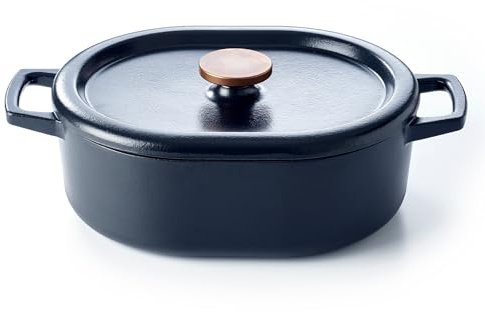 Alva Nori 6-Qt Enameled Cast Iron Dutch Oven – Large Black Casserole Pot with Lid | 3-Layer Enamel | No PTFE/PFOA | Induction & Oven Safe | Non-Toxic, Easy-Clean Heavy-Duty Cookware