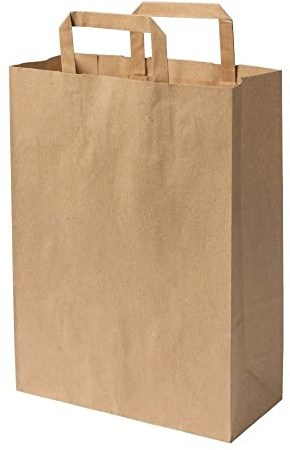 250 Sacs papier kraft 26x14x30 cm couleur brun poignées plates