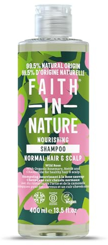 Faith In Nature Natural Wild Rose Shampoo, Balancing, Vegan and Free from Animal Testing, No SLS or Parabens, for All Hair Types, 400 ml