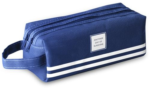 hoinya Pencil Case for Boys, Large Pencil Case Office Stationery Makeup Bag Pouch Bag Pen Holder Portable School Supplies for School Office College Students Girl Boy Adult Teen（Blue）