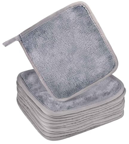 AWAVM Lot de 15 chiffons démaquillants réutilisables en microfibre douce pour peaux sensibles 20,3 x 20,3 cm