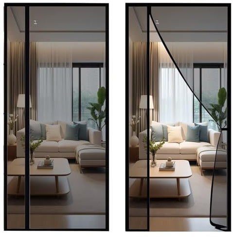 Fliegengitter Fenster zum Öffnen und Schließen 145x185cm Insektenschutz Rollo selbstklebend, Insektenschutz Magnetischer Fliegenvorhang für Balkontür, Wohnzimmer, Schwarz