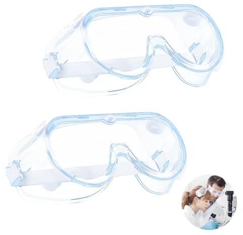 CYUaoao 2Pcs Lunettes de Sécurité Anti-buée Lunettes de Protection Lunettes Antibuée pour Porteurs de Lunettes Bandeau Réglable Lunette protection pour Bricolage, Chimie, Travaux