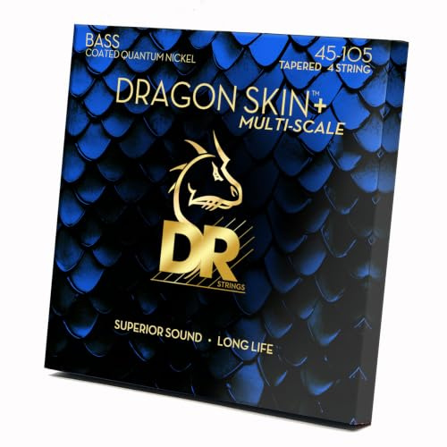 DR DBQM-45 Dragon Skin + Quantum Nickel Multiscal Bass Guitar Strings 45-105 – Strängset för 4-strängar basgitarr