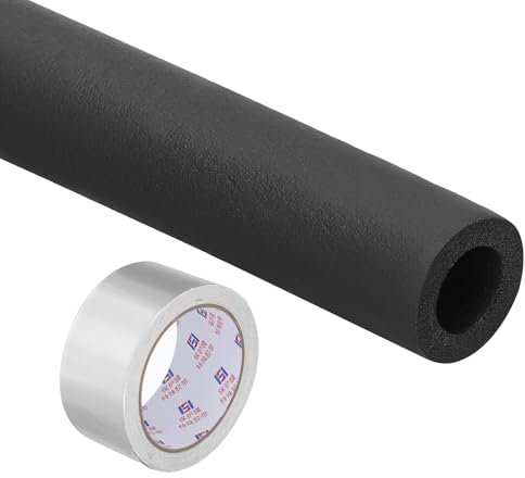 PATIKIL 1(25mm) ID x 6Ft Pipe Insulation Foam Tube Set, Pipe Cover Wrap Roll Bar Padding Tubing with Aluminum Foil for Handle Grip HVAC Outdoor Air Conditioner Units