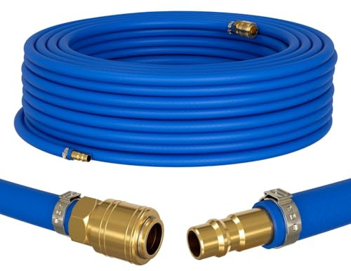 Lumonic 25m Tuyau d'air comprimé avec raccord rapide I 13mm I prêt à l'emploi I flexible, résistant à l'abrasion et renforcé par du tissu I PVC Rallonge d'air comprimé I Boîte