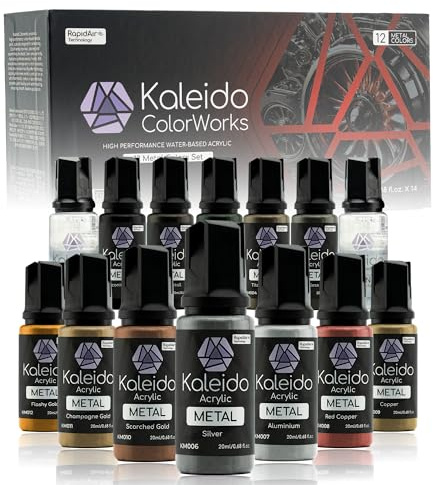 Gaahleri Kaleido – Lot de 12 peintures acryliques à base d'eau, aérographe métallique pour modèles de voitures, Gundam, Gunpla, Mecha, pré-dilué, haute brillance, séchage rapide, avec diluant et