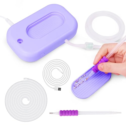 AIYUNDI Electric Diamond Painting Pen, Vacuum Diamond Art Pens Tools, Diamond Art Accessories, Diamond Painting Kits, 3-Speed Suction, Includes 2 Pens and Storage Tray, Gifts for Men and Women