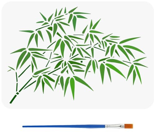 FINGERINSPIRE Plantilla de pintura para hojas de bambú con pincel 21 x 29,7 cm plantilla de dibujo para ramas de bambú patrón de estilo chino DIY arte decoración del hogar plantilla para pintar en