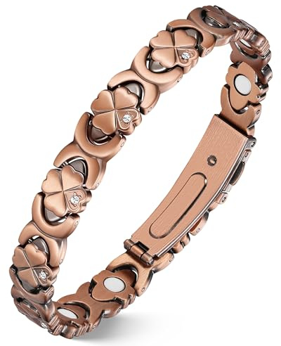 Jeracol Pure Copper Bracelets for Women,Copper Bracelet with Magnets &Shinning Crystals, Jewelry Gift(Copper)