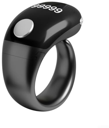 Feeshoppher Smart räkningsring med anslutning digital display tidspåminnelse och aktivitetsräknare i lätt ABS-material med kompakt 6,5 x 6,5 x 5 cm design flera (svart)