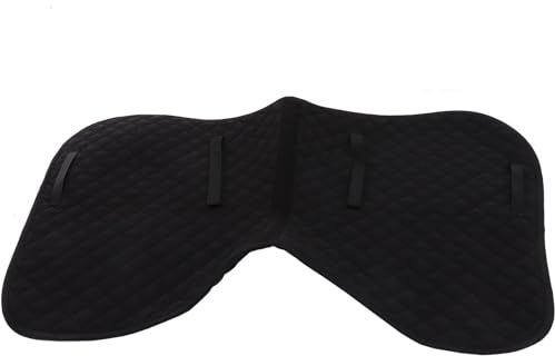Tapis de Selle Rembourré Coussin Noir pour Cheval Antidérapant