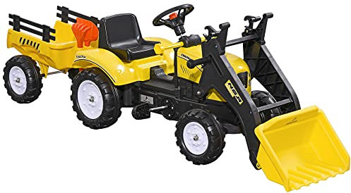 HOMCOM Kids Pedal Go Kart, Children Ride on Digger, Ride on Toy Car, Excavator Tractor Digger Dumper for Kids 3 Years, Yellow