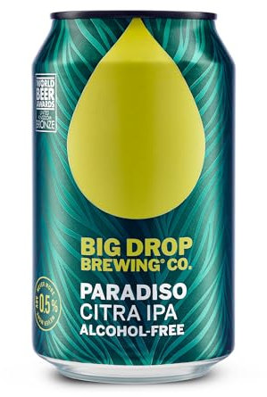 Big Drop Paradiso Citra IPA - Naturally Brewed Alcohol Free Beer with a Citrus Zing - Vegan & Gluten Free (12 x 330ml Cans)