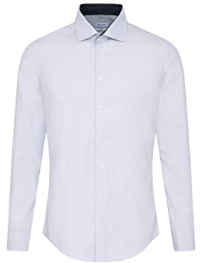 Seidensticker Men's Business Shirt - Slim fit - Non-Iron - Kent Collar - Long Sleeve - Patch - Stripes - 100% Cotton Hellblau