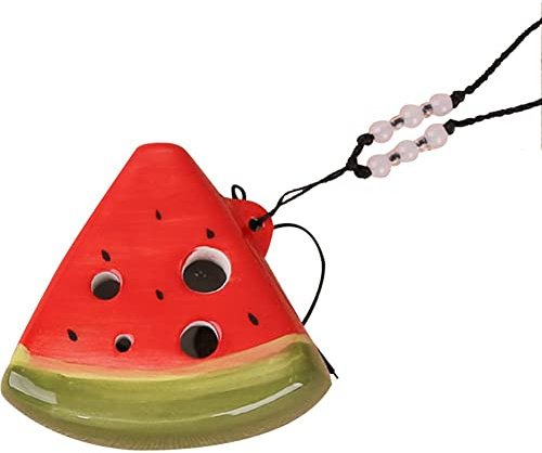 vepoty 6 Holes Ocarina Lovely Watermelon Shaped Ocarina Mini Ceramic Ocarina Wind Instruments for Beginner Kids