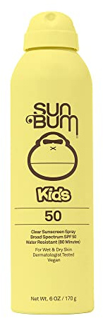 Sun Bum Kids SPF 50 Sunscreen Clear Body Spray - Broad Spectrum Water-Resistant with Vitamin E - Wet or Dry Skin Application - Hawaii 104 Act Compliant (Without Octinoxate & Oxybenzone) - 6 oz