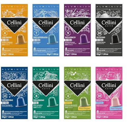 Café Cellini Capsules Aluminium Compatibles Nespresso* - Kit de dégustation 80 pcs