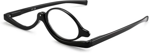 JM Schminkbrille mit Klappbaren Glaesern, Lesebrille zum Schminken für Damen Schwarz+3.0