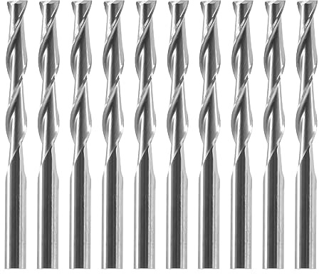 10x 1/8 Pouce 3.175mm CNC Carbure Double Deux Flûte Spirale Peu Embout Fin Routeur 22mm