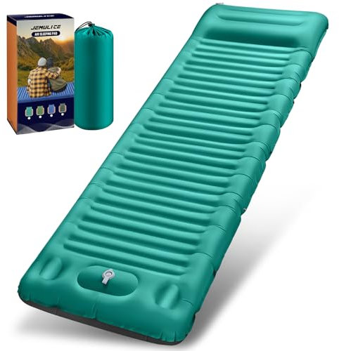 JEMULICE Isomatte Selbstaufblasend, 12CM Verdicktes Aufblasbare Matratze Kleines Packmaß mit Fußpresspumpe & Kissen, Ultraleicht Wasserdicht Luftmatratze Camping, Schlafmatte Outdoor für Wandern