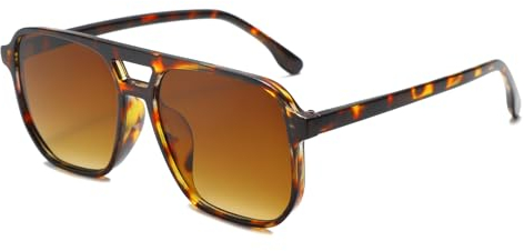 Long Keeper Retro Pilotenbrille Eckige Sonnenbrille Pilot Herren Damen Klassisch 70er Quadratische Sonnenbrille Retro Brille Pilotenform mit UV400 Schutz