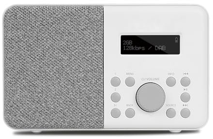 MangoKit MD1 Tragbares DAB+ Radio I Digital radio mit Netz und Batteriebetrieb I DAB Radio I UKW Radio I Küchenradio DAB I Doppelter Wecker I **10h** Batterielaufzeit I 40 Voreinstellungen I Steingrau