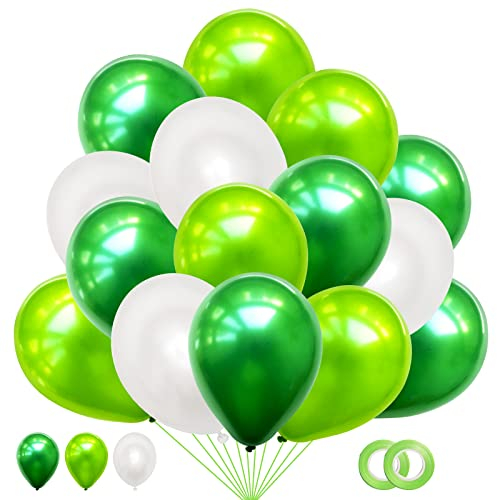 60 Pièces Ballon Vert Blanc, Vert Sauge Ballons en Latex, 12 Pouces Ballon Gonflable Nacré, Ballons Helium Fête pour d'Anniversaire Jungle Fête baby shower fiançailles mariage Bapteme