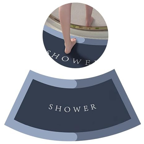 Curved Bath Mat for Quadrant Bathroom Cubicle, 10s Super Absorbent Fan-Shaped Foot Pads, Anti-Slip Curved Bathroom Carpet Rugs for Home Hotel (A 45 * 100CM)