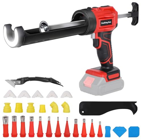 Kartuschenpistole,Akku Kartuschenpresse Kompatibel für 18V Makita Akku,Elektrische Kartuschenpistole mit 4 Geschwindigkeiten und LED- Licht, Silikonpistole für Abdichten, Spachteln (ohne Akku)