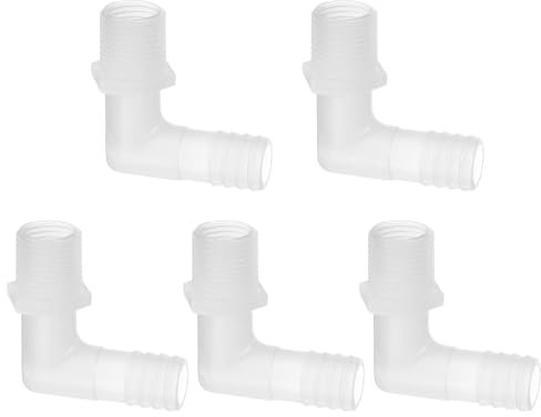 PATIKIL Raccord en coude en L de 5/8 G x 5/8 pour Tuyau, 5 pièces Raccord de Tuyau cannelé en Plastique Joint de raccord de Tuyau Mender Adaptateur Union pour gaz, Carburant Liquide air