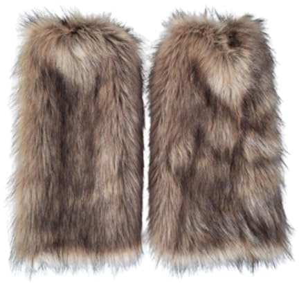 Momolaa Faux Fur Leg Warmers for Women & Girls Clearance Boot Cuffs Winter Leggings Boot Toppers Fluffies Cuffs #1_Brown