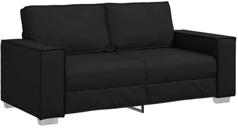 vidaXL Sofá de Dos plazas Negro 180 cm Cuero sintético, Sofá Moderno para la Sala de Estar, Sofá Rectangular cómodo, Sofá de Cuero sintético Duradero, Lounge ergonómico, Muebles urbanos con Estilo