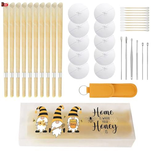 10 Ohrenkerzen für erwachsene Ohrkerzen zur reinigung Ohrenschmalz entferner kerzen Natürlich und ungiftig Zylinder mit Sicherheitsfilter Schutzscheiben und Wattestäbche ohrreinigung