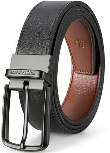 BOSTANTEN Gürtel für Herren, Leder, Wendegürtel für Männer, 3,5 cm, für lässige Golf- und Anzughosen, Zwei-in-Eins-Gürtel, Geschenk
