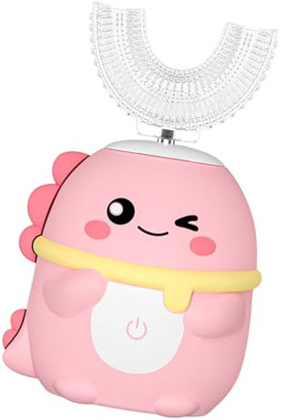 Spazzolino Elettrico a di U per Bambini - Spazzolino Impermeabile Per Bambini Piccoli - Funzione Vibrazione Con Dinosauro Cartoon Per Igiene Orale Quotidiana, Incentiva L’abitudine Allo Spazzolamento