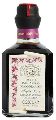 La Vecchia Dispensa - Balsamic Vinegar of Modena IGP | Violet Label - Unique Blend of Balsamics Aged 5 - 15 Years | One 8.45 Fl Oz (250ml) Glass Bottle with Wax Sealed Cork | GMO-Free | Imported from Italy