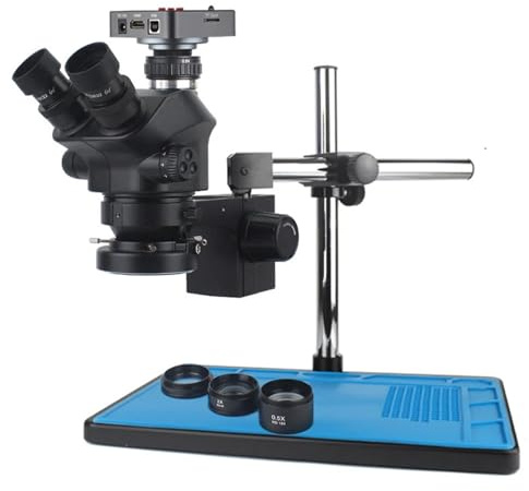 Microscopios, Cámara de Video USB de 48 MP 2K 60 FPS for Laboratorio Industrial, Aumento Focal simultáneo, Zoom Continuo, telescopio trinocular estéreo de 7X y 50X