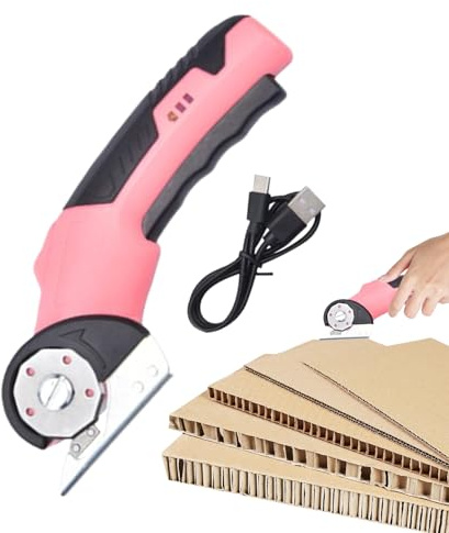 Dubbulon Cutter Électrique pour Carton, Outil de Découpe pour Moquette avec Verrou de Sécurité et LED, Ciseaux Électriques Ergonomiques pour Carton, Bricolage, Loisirs Créatifs, Cuir, Menuiserie,