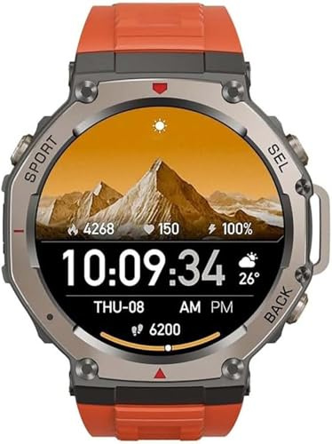 Lonvgrt Sekoda GPS Sports Smartwatch, Smartwatch Uomo Militare con Chiamate Bluetooth, Tracker Attività, Modalità Sportive per Android iOS(Red)